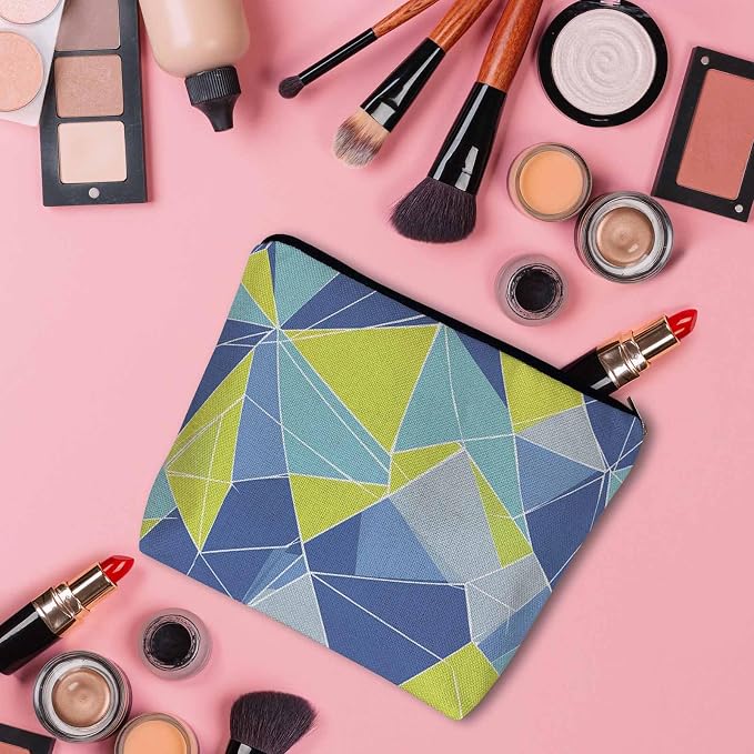 Woman Makeup Bag Triangle, Geometric Stripe Triangle Makeup Bags Travel Cosmetic Bags Toiletry Makeup Organizer Pencil Pouch Make Up Cosmetic Bag For Owners Lady Birthday Gifts - Image 3