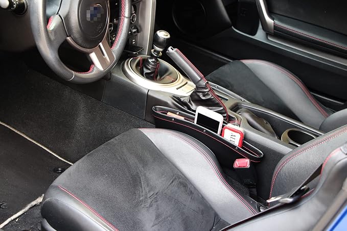 iJDMTOY Black Leather Car Side Pocket Organizers, Car Seat Catchers Compatible With Key, Wallet, Cell Phone, Sunglasses, etc - Image 6