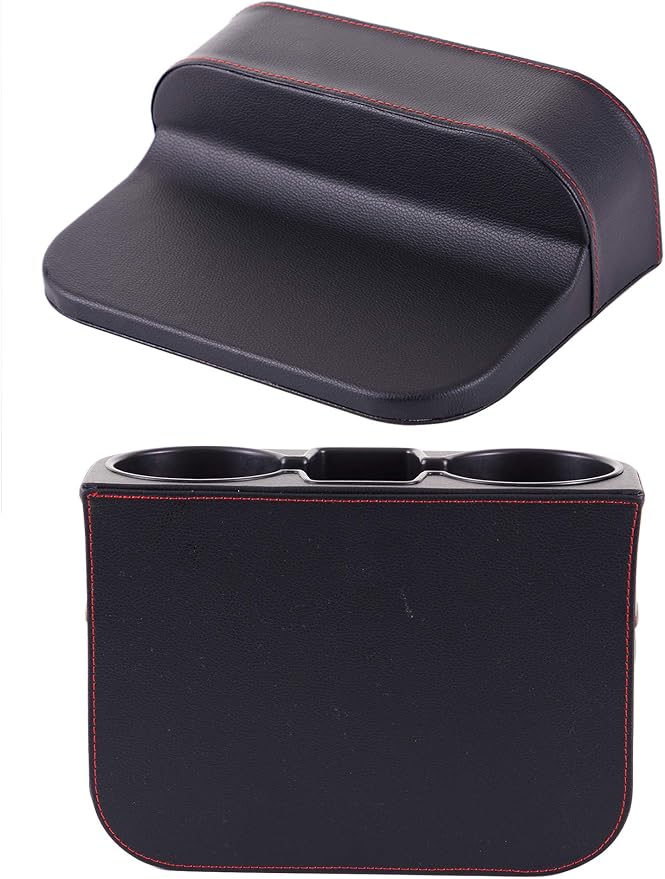 Cup Holder for Car, Car Seat Gap Organizer, PU Leather, XBD Black | Console Side Pocket, Cup Drink Holders, Easy Install, Universal Fits, Car Coin Cellphone Holder, Auto Front Seat Cup Holder - Image 4