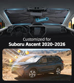 Windshield Sun Shade for Subaru Ascent 2020-2026 with 360° Rotating Shaft | Custom Fit Umbrella Sunshade for UV Blocking, Interior Heat Protection, Easy Storage, UPF 50+ Cool Windshield Cover - Image 2