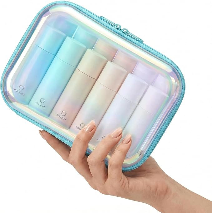 Clear Hard Shell Organizer Cases, 2 Pack | Iridescent PET shell with water-resistant, scratch-resistant surface for travel, toiletries, electronics and daily essentials - Image 2