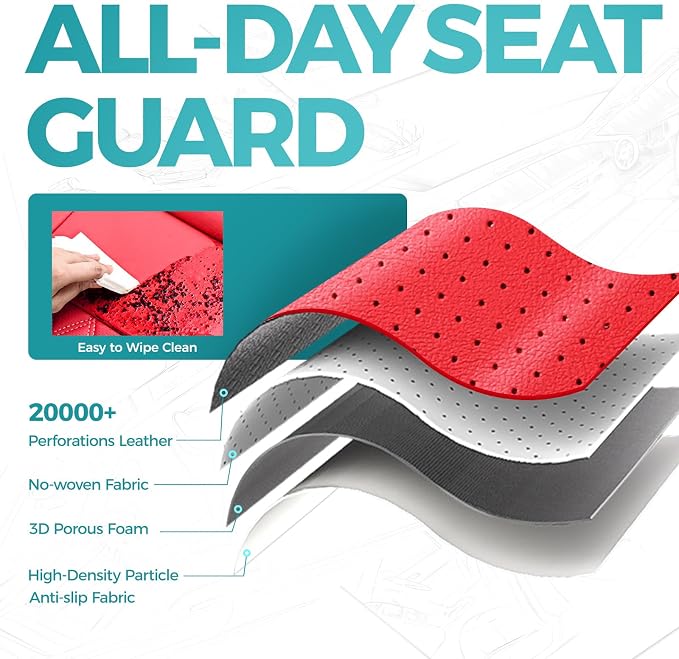 Custom Fit Seat Covers for Toyota Camry 2025 2026 Hybrid, Red | Only Fit for Camry LE/SE 2025-2026, Full Coverage, Faux Leather, Protective, Scratch-resistant, Easy-clean - Image 4
