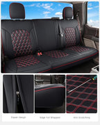 Huidasource F150 Rear Seat Covers, Split Back Leather Seat Cushion Cover Fit for 2015-2026 Ford F150 SuperCrew & 2017-2026 F250 F350 F450 Super Duty Crew Cab Pickup Truck (Back Row/Black&Red) - Image 5