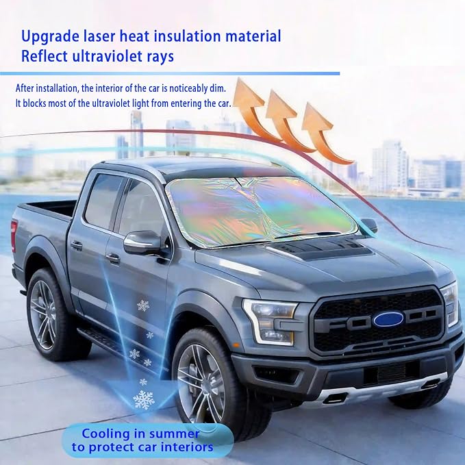 Window Shades for Car Windshield - Foldable Car Window Shades, 210T Reflective UV Block Sun Visor, Keep Vehicle Cool in Summer Heat, Universal Fit for Cars, SUVs and Trucks, Easy to Install & Store - Image 9