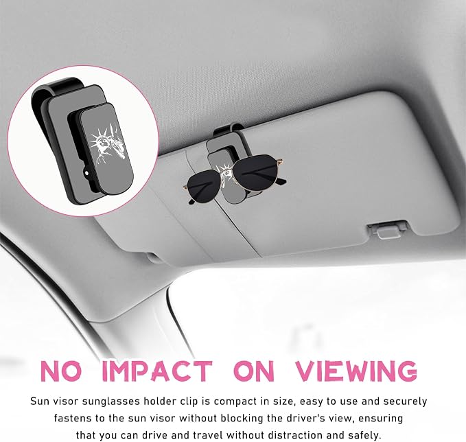 Ohleats Sunglasses Holder for Car Sun Visor, Statue of Liberty Metal Auto Eyeglass Hanger Clip, Multi-Function Ticket Card Clip Eyeglasses Mount, Car Accessories for Men Women (Gray) - Image 4