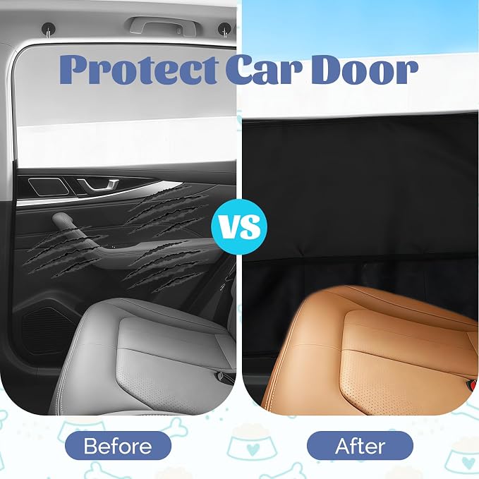 Dog Car Door Protector 2 Pack, 27.55" x 22.44" Anti-Scratch Waterproof Design Black Car Doors Cover Pet Vehicle Door Guards Durable for Front Back Seat Fits Cars Trucks SUVs - Image 4