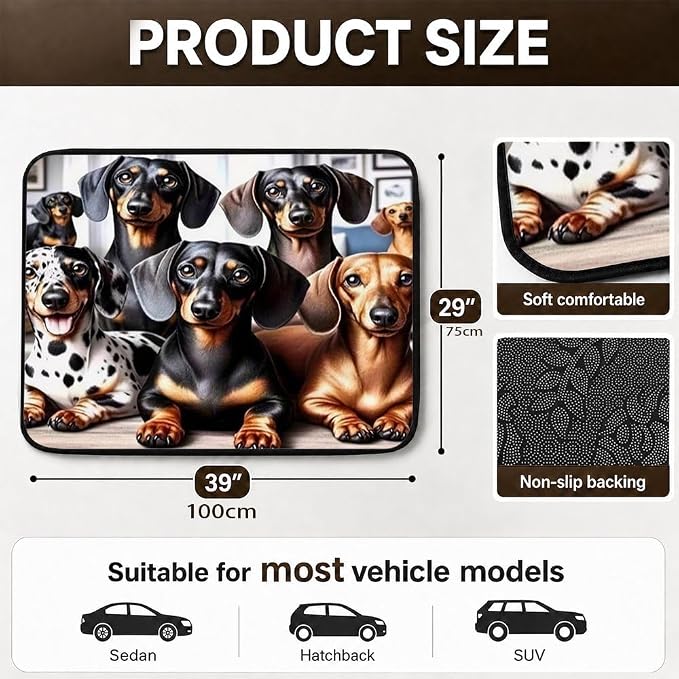 Car Trunk Mat for SUV, 29"x39" Dog Dachshunds Cargo Liner Protector | All Weather Universal Cargo Liners for Dogs, Car Accessory for SUVs/Sedan/Wagons, Durable Non-Slip Washable Rear Cargo Mat - Image 2