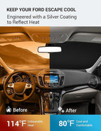 Proadsy Custom Fit 2013-2019 Ford Escape Windshield Sun Shade, Blocks Heat | 240T Heat Shield, Drops Temp 54°F, Blocks 99% UV, Prevents Dashboard Cracking, Summer Parking & Beach Trips, Easy Twist-Fold - Image 3
