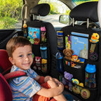 ULEEKA Car Backseat Organizer with 10" Table Holder, 9 Storage Pockets Seat Back Protectors Kick Mats for Kids Toddlers, Travel Accessories, 2 Pack (Black) | Car Organizers and Storage Kick Mats Back Seat Protector w/ Touch Screen Tablet Holder for Kid... - Image 7