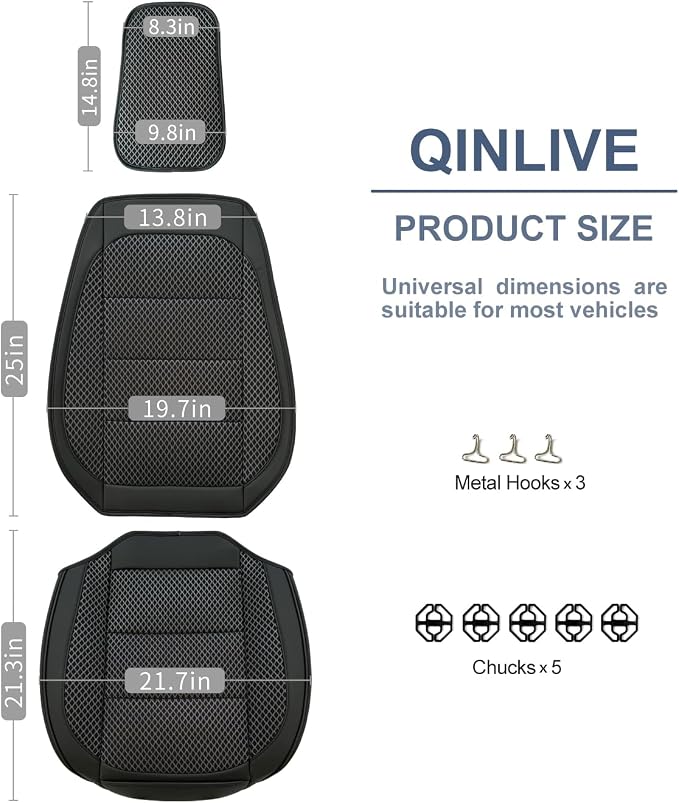 1 Pack Black Ventilated Cooling Car Seat Covers for Summer | 3D Air Mesh, PU Leather, Breathable, with Storage pocket, Non-slip, Universal Fit for Car Truck SUV, Easy to Install - Image 2
