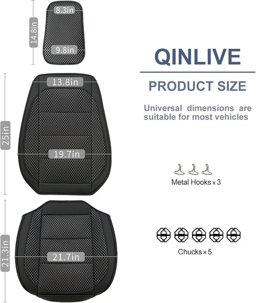 1 Pack Black Ventilated Cooling Car Seat Covers for Summer | 3D Air Mesh, PU Leather, Breathable, with Storage pocket, Non-slip, Universal Fit for Car Truck SUV, Easy to Install - Image 2