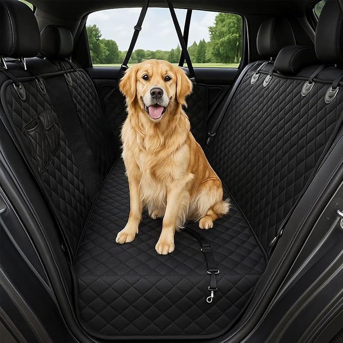 fidozen Dog Car Seat Cover, Waterproof Pet Hammock, Extra Large, Black, SUV | Waterproof breathable hammock protects seats from dirt and scratches; machine washable with storage pocket & extra-large fit. by Fidozen%EF%BC%8CLoveOurDogs