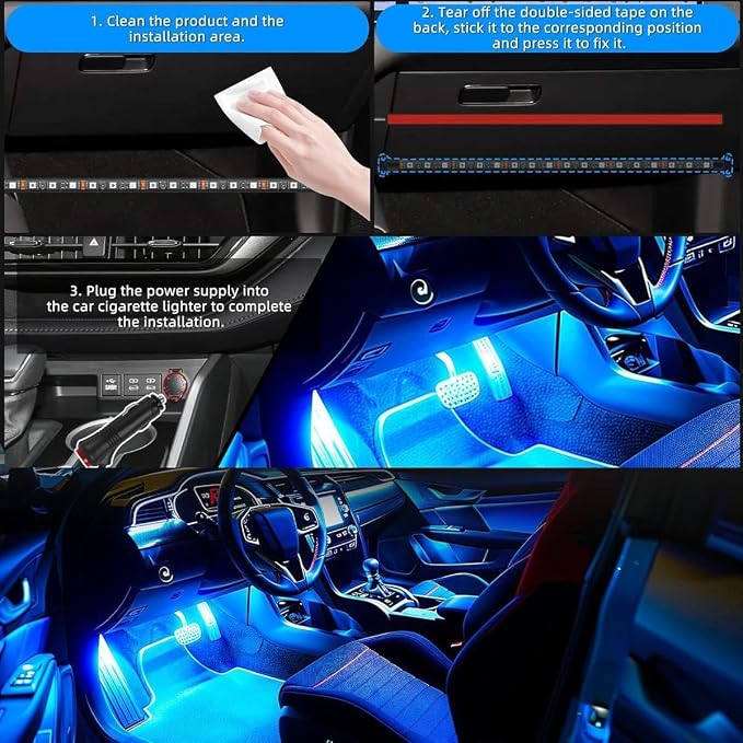 Car LED Lights, RGB Smart Car Interior Lights, App Remote Control | DIY Mode and Music Mode, 2 Lines Design LED Lights for Cars with Car Charger, 12V - Image 8