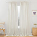 RYB HOME Semi Sheer Curtains 102 inches Long for Bedroom | Light Filtering, Half Privacy, Durable Window Curtains & Drapes, for Living Room, Linen, Rod Pocket, W52 x L102, 2 Panels Set by RYBHOME