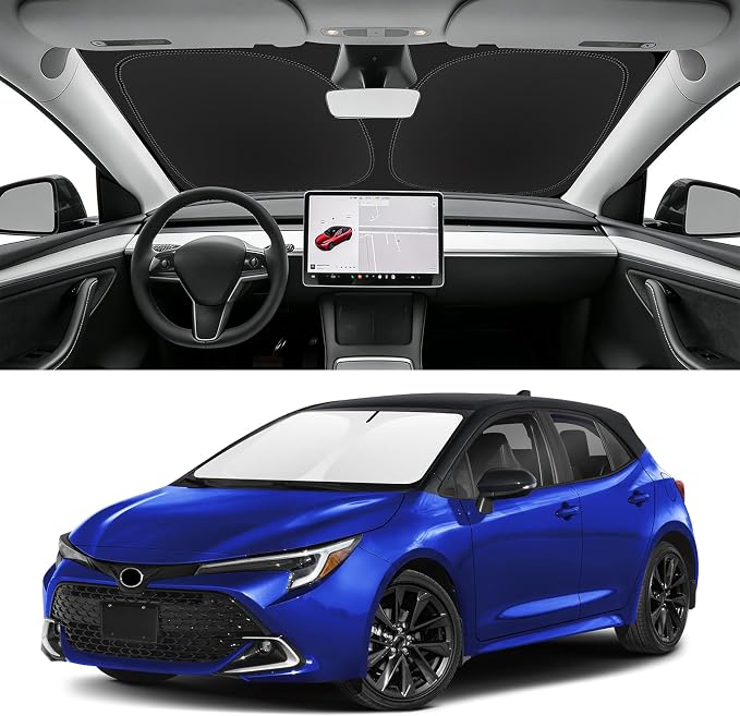 Custom Fit Windshield Sun Shade for Toyota Corolla 2020-2026 | Blocks UV Rays and Sun Heat, Helps Reduce Interior Temperature, Protects Dashboard from Fading, Folds Easily for Storage by SLOGENTO