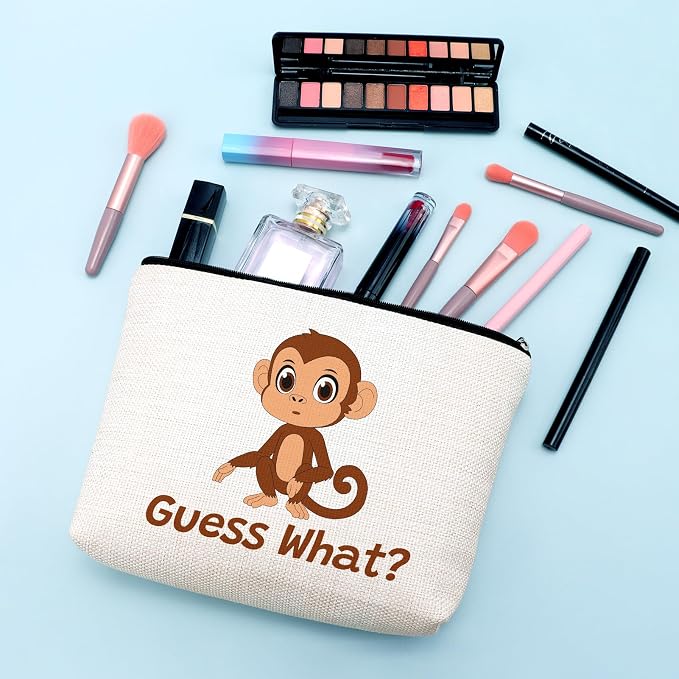 Cute Monkey Print Makeup Bag Monkey Lover Gift for Daughter Animal Monkeys Lovers Women Girls Sister Best Friend Mom Pet Coworker Graduation Mothers Day Christmas Birthday Cosmetic Bag with Zipper - Image 4