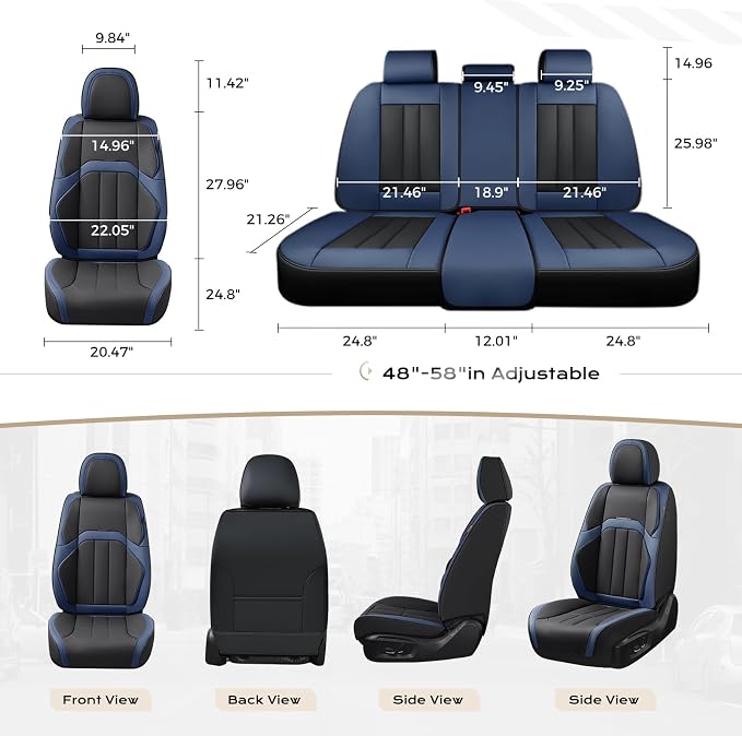 Coverado Nappa Leather Car Seat Covers Front Set, Luxury Waterproof Seat Protectors, Airbag Compatible Anti‑Slip Auto Seat Covers, Universal Fit for Most Cars SUVs Trucks Pickup Vehicles - Image 6