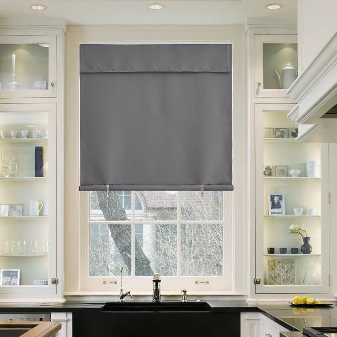NICETOWN Grey Portable Travel Blackout Curtains 63 Inches Long for Bedroom | Self Adhesive Adjustable Draperies Window Treatment Thermal Insulated Curtains for Living Room, 1 Panel, 42" x 63" - Image 7