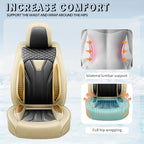 Fit Corolla Premium Leather Car Seat Covers for Toyota Corolla 2000-2025 2026 - Waterproof，Breathable，All-Weather Seat Cushion Protecto & Airbag Compatible, Full Set Beige&Black - Image 7