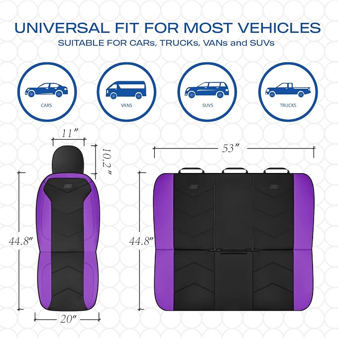 Skechers Memory Foam Seat Covers,Leather Car Seat Covers, Ultimate Comfort & Support Seat Covers Full Sets Airbag Compatible, Automotive Universal Fit Most for SUVs, Vans, Sedans, Cars, Trucks,Purple - Image 6