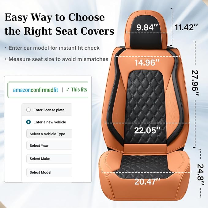 Coverado Universal Car Seat Covers Full Set, Vintage-Style Soft Waterproof Faux Leather Front & Rear Seat Protectors, Comfortable Anti-Stain Interior for Most Vehicles – BrownBlack - Image 7