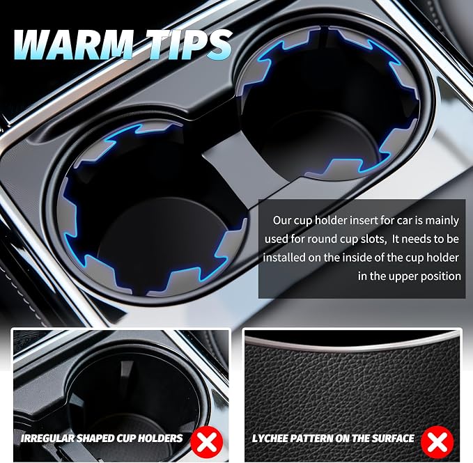 6PCS Upgraded Silicone Car Cup Holder Insert with Arc Leaf Design,Soft Cupholder Insert for Car to Reduce Cup Sliding & Shaking,Large Adhesive Backing Cups Holder Inserts for Cars - Image 6
