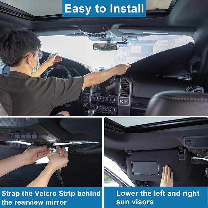 Premium Car Windshield Sun Shade for 2018-2022 Honda Accord Front Window Sun Visor Reflector 310T Thickened Blocks UV Rays Foldable Sunshade Car Interior Protection Accessories - Image 7