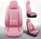 Front Seat Covers,2PCS Seat Covers Full Coverage Leather Seat Cover | Seat Covers Pink,Leather Car Seat Covers,2PCS Front Car Seat Protector For SUV Sedan Truck For Families,Pets,Commuter - Image 4