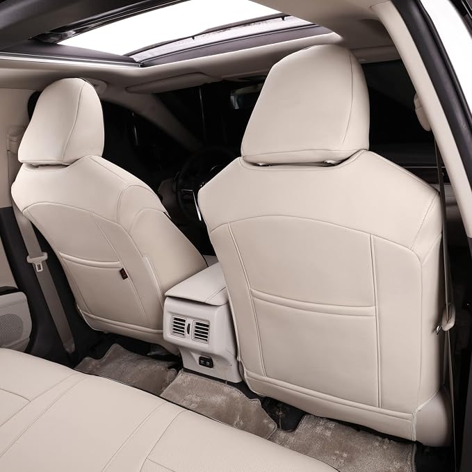 EKR Car Seat Covers for Toyota Camry 2018-2024 (Hybrid),Full Set | Custom Fit for Toyota Camry 2018-2024 XLE/XSE,Airbag Compatible,Waterproof Pet-resistant-Faux Leather(Beige) - Image 3