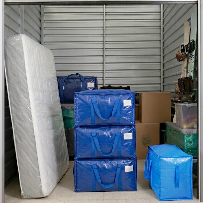 TICONN 16 Pack Extra Large Moving Bags Heavy Duty with Zippers & Carrying Handles, Durable Storage Bags Moving Boxes for Closet Organizers and Storage (16 Pack, Navy) - Image 4