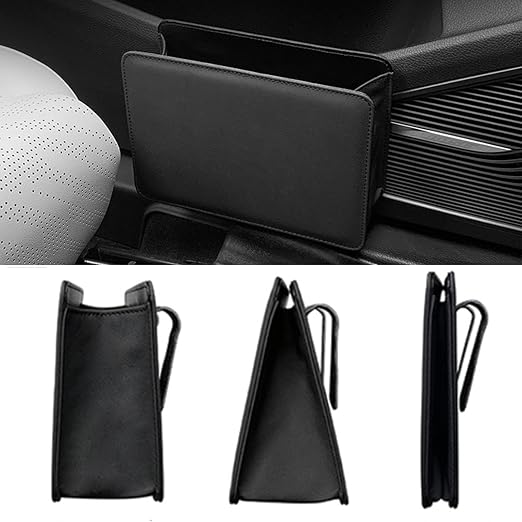 Accmor Car Trash Can, Leather Vehicle Trash Bin Car Dustbin Garbage Organizer Holder with 30 Pcs Trash Bags, Foldable Hanging Mini Cars Storage Bag Container for Auto, SUV (Black) - Image 5