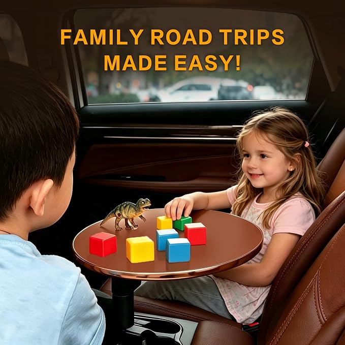 Car Tray Table & Car Desk for Laptop, Dual 360° Rotating Cup Holder Tray, Anti-Slip Leather-Textured Car Food Tray for Eating, Working & Makeup, Compatible with Tesla Model Y/3/S & Most Vehicles - Image 7