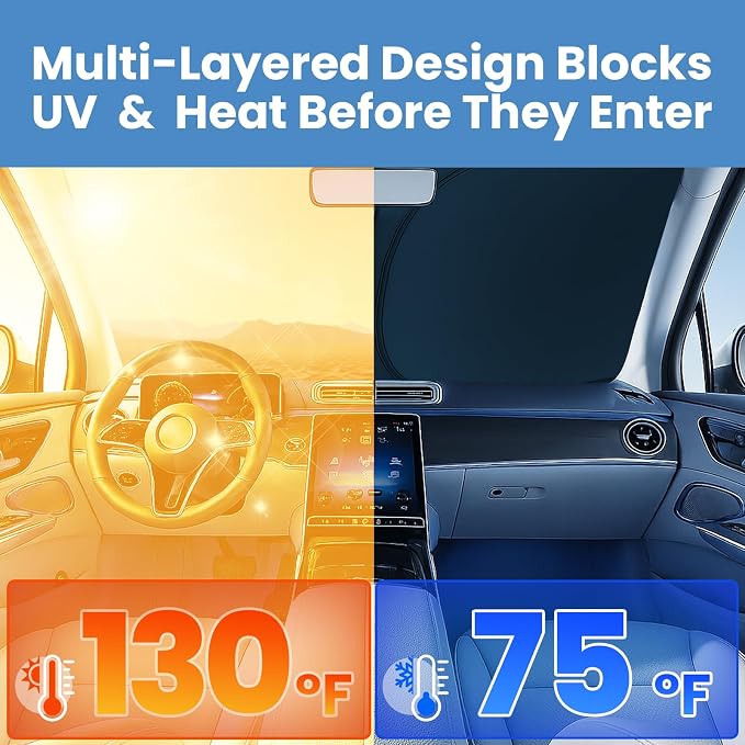 Magnelex Windshield Sun Shade for Honda Accord 2023, 2024, 2025, Foldable Car Window Sunshade, Heat & UV Visor Cover, Reflective Front Shades Accessories - Image 3