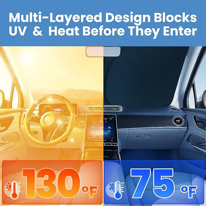 Magnelex Windshield Sun Shade for Kia Seltos 2021 2022 2023 2024 2025 2026, Foldable Car Window Sunshade, Heat & UV Visor Cover, Reflective Front Shades Accessories - Image 3