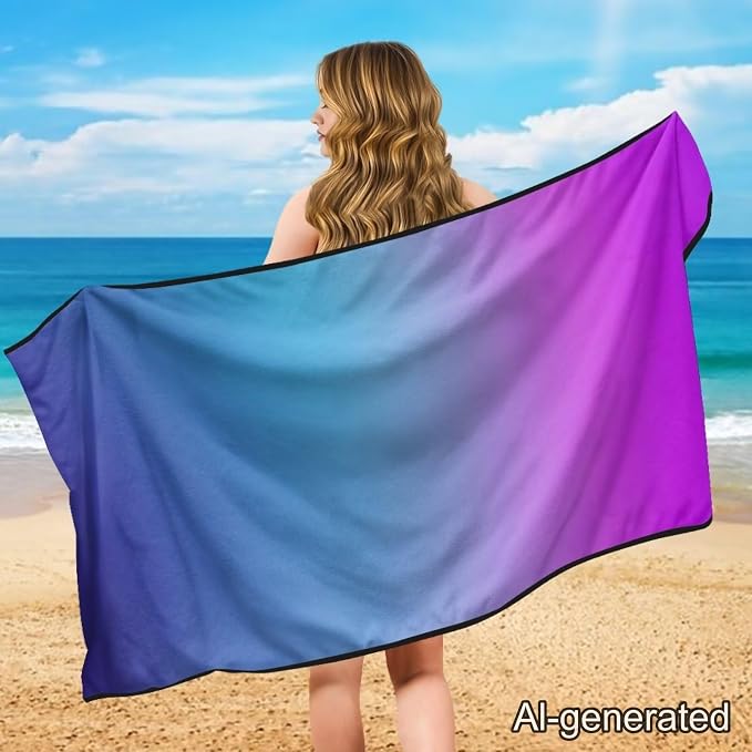 Car Towel Seat Cover 1 Piece Soft Car Seat Cover Protector Breathable Non-Slip Cars Accessories for Cars SUV Trucks, Purple Blue Gradient - Image 4