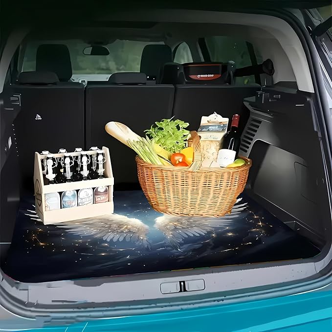 Universal Car Trunk Mat 29" x 39", Angel Wings Print All Weather Trunk Protection Cargo Liner, Durable Cargo Mat Rear Trunk Liner, Stylish Vehicle Interior Accessories Suitable for Most Car Models - Image 3