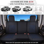 Coverado Ram Seat Covers Full Set, Waterproof Ram 1500 Seat Cover Compatible with 2002-2026 Dodge RAM 1500 2500 3500 Crew Quad Cab with Curved Bench, Black&Blue line - Image 7