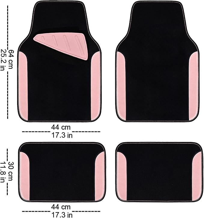 CAR PASS Waterproof Universal Fit Car Floor Mats, Car Mats Fit for SUV,Vans,sedans, Trucks,Set of 4pcs Car Carpet with Driver Heel Pad (Light Pink) - Image 2