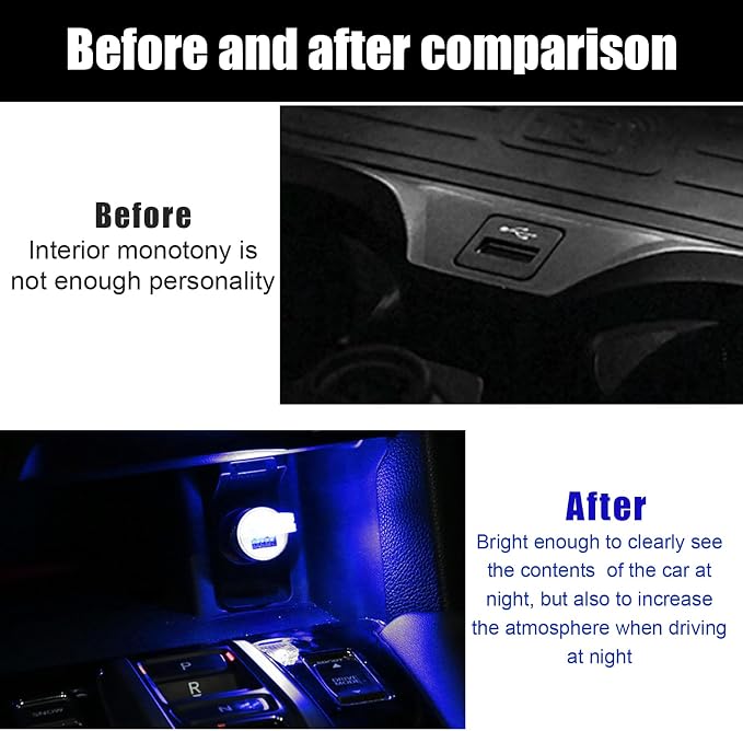 2 PCS USB LED Car Interior Atmosphere Lamp, Portable Mini LED Night Light, Plug-in USB Interface Trunk Ambient Lighting Kit, Universal Interior Car Accessories (Red+Blue) - Image 5