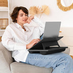 HUANUO Lap Desk with 8 Adjustable Angles – Up to 15.6" Laptop, Black | Dual-cushion base, carry handle, 30% thicker for durability, wider anti-slip ledge, for home office, sofa, bed, car - Image 7