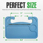 lebogner Steering Wheel Tray, Car Tray for Eating, Hook On Steering Wheel Desk for Food, Laptop and Car Accessories, Car Road Trip Must Haves Gadgets Car Table (Light Blue, with Tablet Slot) - Image 7