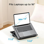 HUANUO Lap Desk with 8 Adjustable Angles – Up to 15.6" Laptop, Grey | Dual-cushion base, carry handle, 30% thicker for durability, wider anti-slip ledge, for home office, sofa, bed, car - Image 4