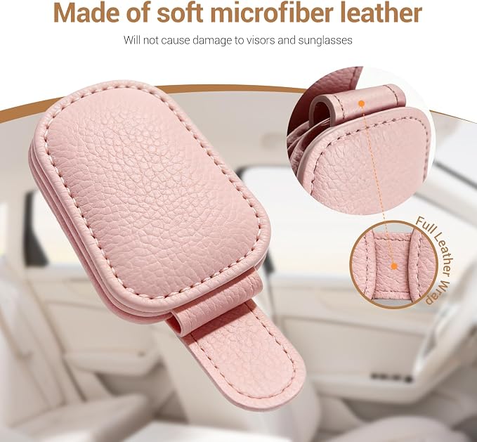 Sunglass Holder for Car Visor Clip, Teen Girl Car Essentials, Cute Pink Car Accessories for Women, Car Visor Magnetic Sunglasses Holder Clip (1, Pink) - Image 5