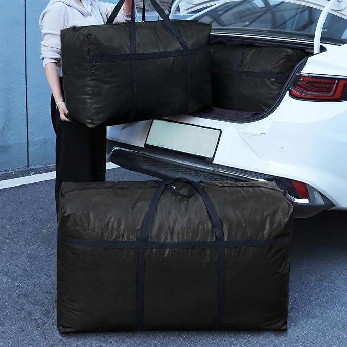 Extra-large Tarp Storage Bag (Black, 31Gal/120L - 2 Pack) | Double Zipper, Moisture Resistant and Dustproof, Lightweight Foldable for Moving, Travel, Camping, and Seasonal Organization - Image 2