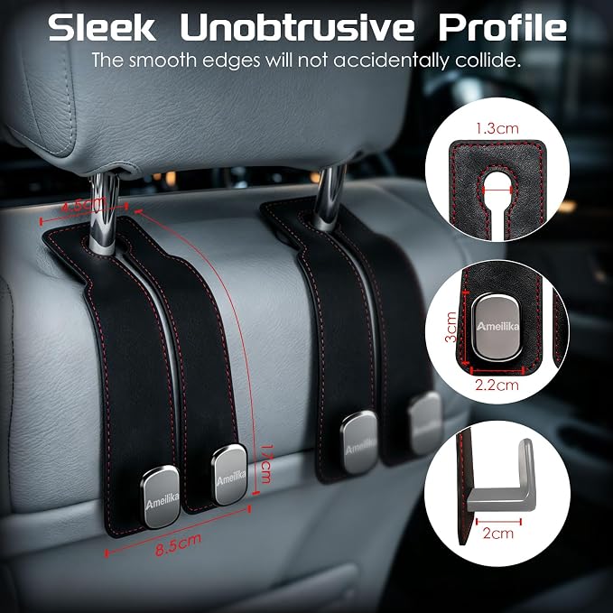 Car Headrest Hook, Grey, 2-Pack - Image 2