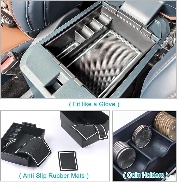 CDEFG for 2022 2023 2024 2025 2026 Ford Maverick Center Console Organizer Tray 2022-2026 Maverick Armrest Trays Storage Box Coin Container 2022-2026 Maverick Truck Accessories, 2Pcs(White Trim) - Image 4