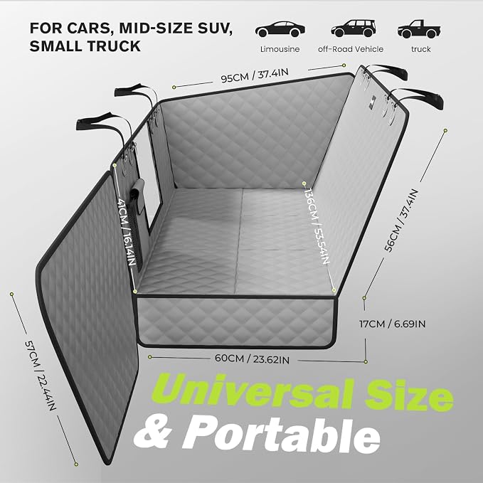 Pecute Dog Car Seat Cover for Back Seat 53.54 * 23.62 in, Car Window Fixing for Maximum Car Protection, Leather Fabric Back Seat Extender for Dogs, Waterproof & Scratch-Resistant, Support to 330 lbs - Image 9