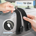 Car Seat Headrest Hooks, 4PCS Universal Car Purse Hook Leather Car Bag Hook | Black Car Bag Purse Holder with Double Metal Hooks for Handbags, Grocery Bags, Bottles, Phones - Image 3