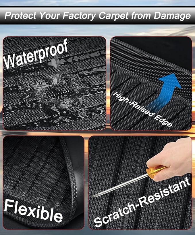 All Weather Floor Mats Floor Liners TPE Rugs for Ford Explorer 2015-2019 | 3D Laser Precision Fit Waterproof Durable Non-slip Odorless Front Rear Full Sets Trunk Tray Carpet Liners Accessories - Image 6