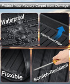 All Weather Floor Mats Floor Liners TPE Rugs for Ford Explorer 2015-2019 | 3D Laser Precision Fit Waterproof Durable Non-slip Odorless Front Rear Full Sets Trunk Tray Carpet Liners Accessories - Image 6